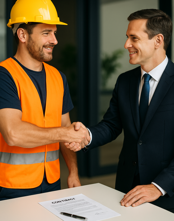 Geschäftshandshake im Büro